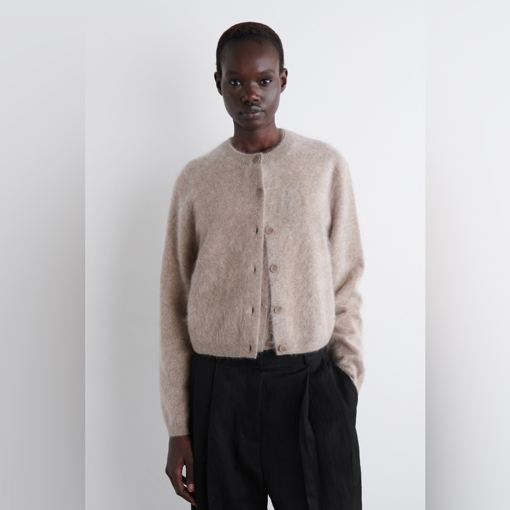 COS Brushed-cashmere crewneck cardigan